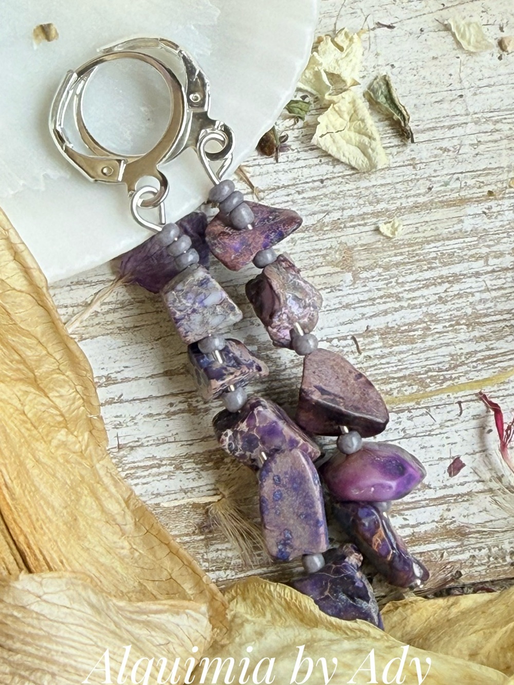 Alquimia Lavender and Deep Purple Stone Dangle Earrings